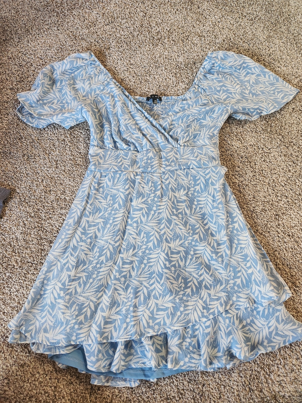 Wish Light Blue and White Floral Wrap Dress - Women